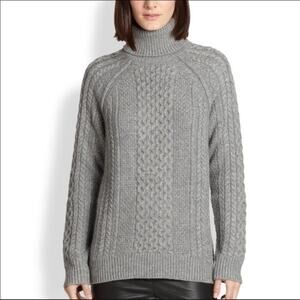 VINCE Fisherman Knit Sweater Size XS Wool Alpaca Cables Neutral Minimalist Cozy